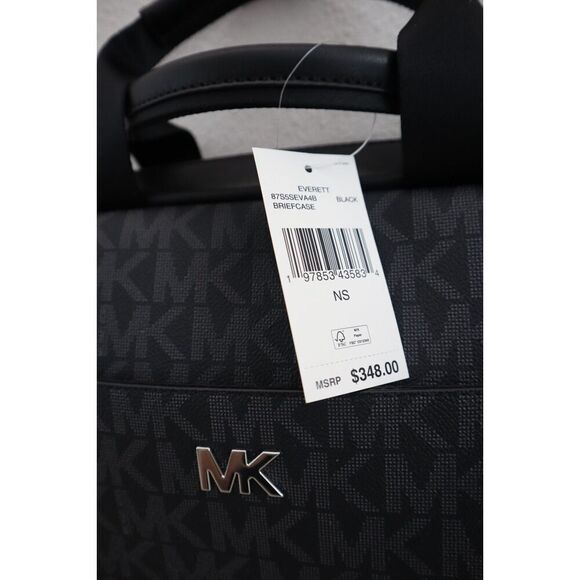 Michael Kors 87S5SEVA4B Unisex Black Monogram Everett Briefcase - Picture 3 of 13